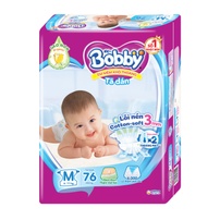 Bỉm - Tã dán Bobby size M 76 miếng (cho bé 6 - 11kg)