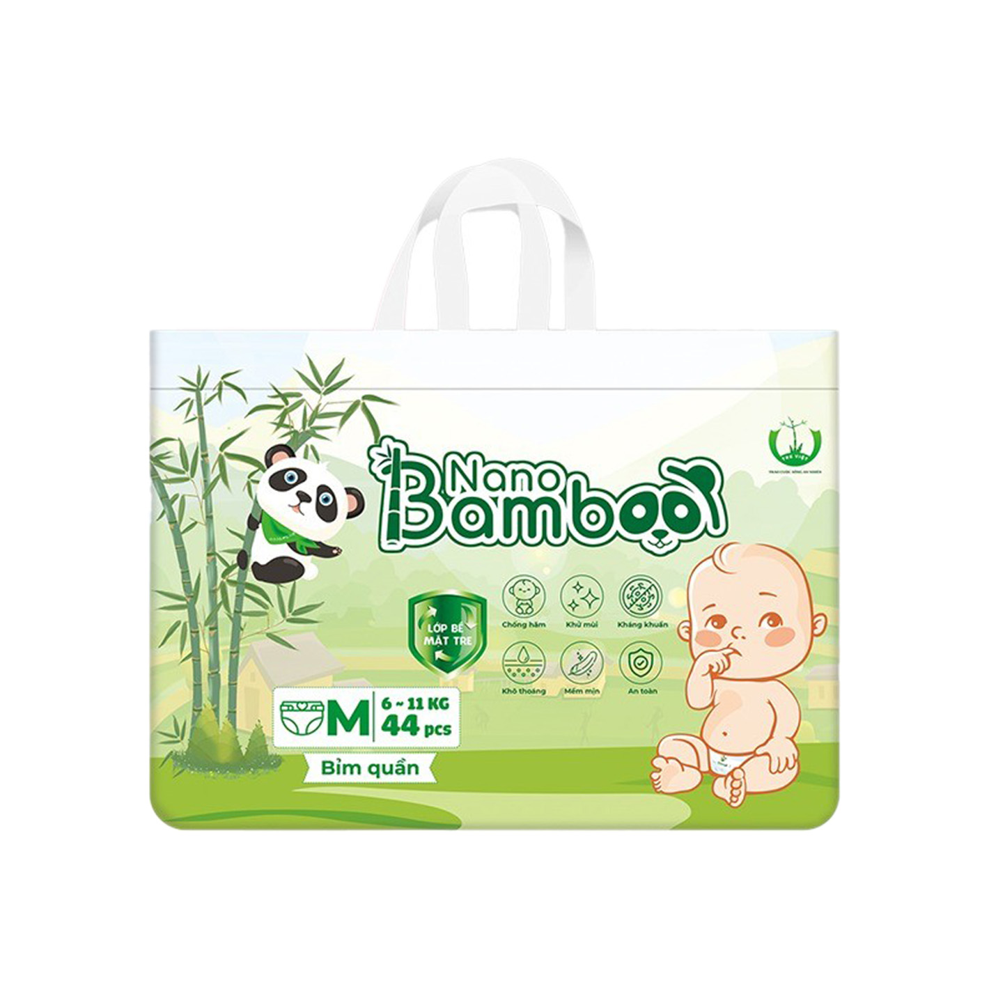 Bỉm - Tã quần Nano Bamboo sợi tre thiên nhiên size M 44 miếng (6 - 11kg)