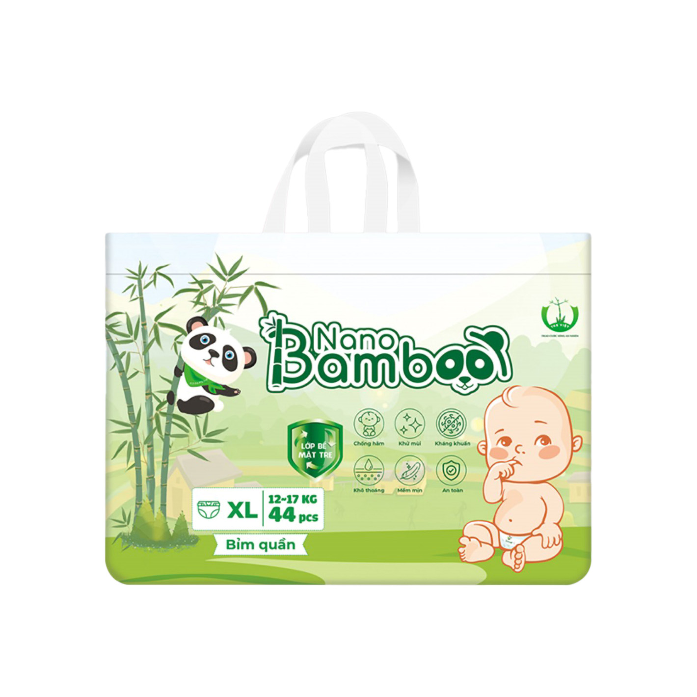 Bỉm - Tã quần Nano Bamboo sợi tre thiên nhiên size XL 44 miếng (12 -17kg)
